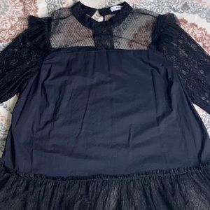 JustFab Lace Goth Victorian Blouse - Black